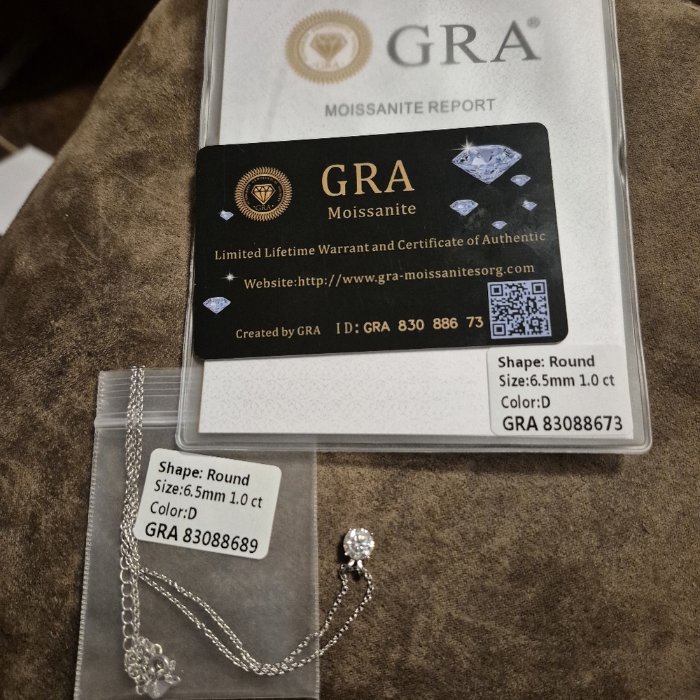 GRA Moissanite Round Pendant Necklace
